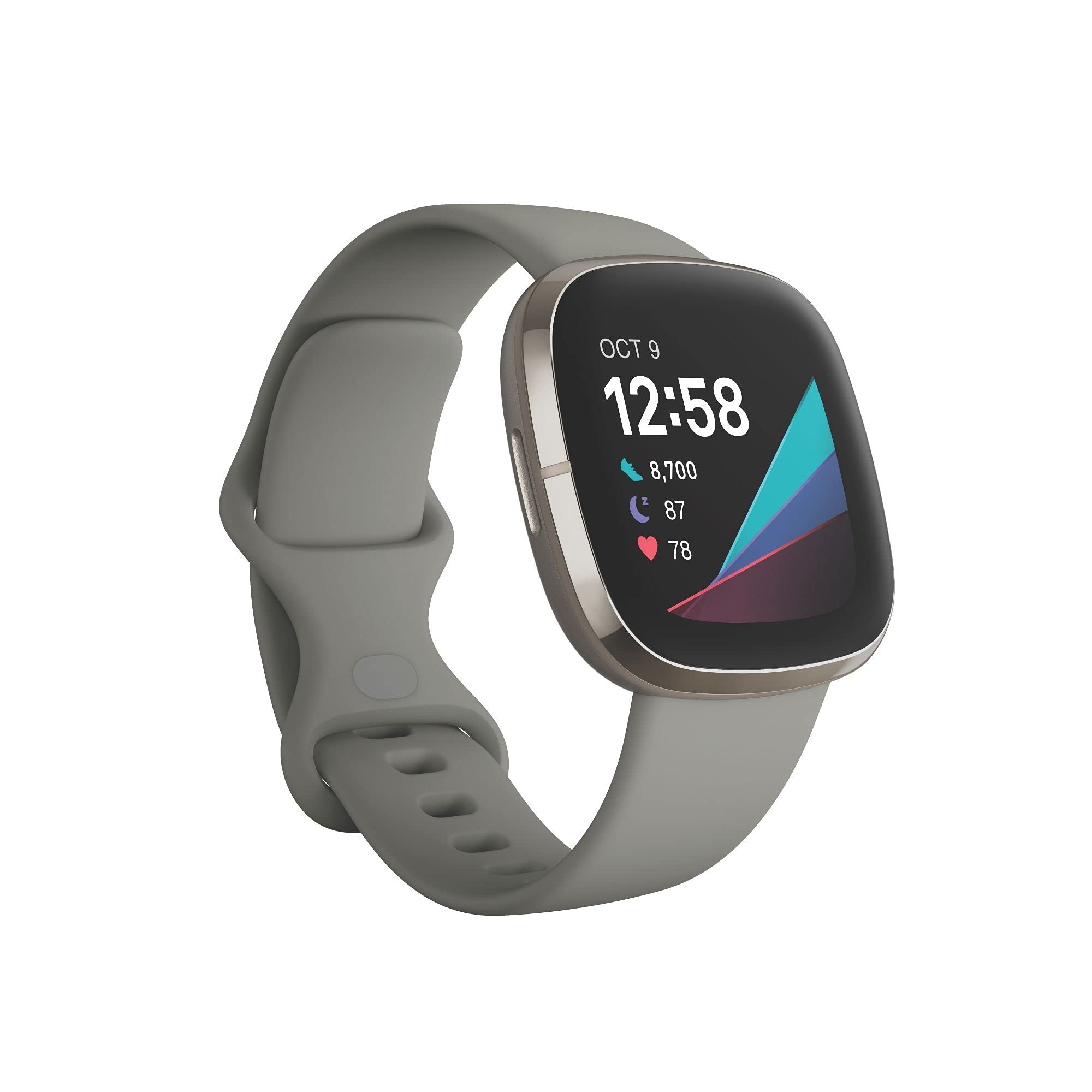 Fitbit Sense Advanced Smartwatch with Tools for Heart Health, Stress Management & Skin Temperature Trends, Sage Grey/Silver, One Size (S & L Bands Included)