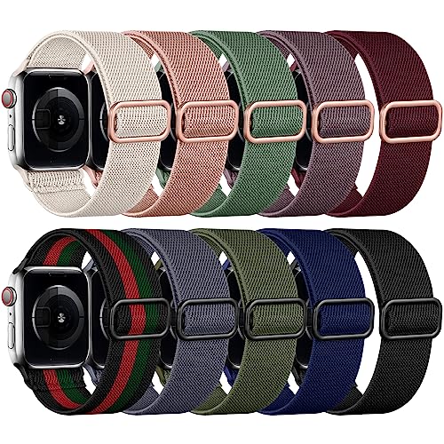 DaQin Compatible with Apple Watch Band 40mm 41mm 38mm 44mm 42mm 45mm 49mm Women Men, Adjustable Stretchy Solo Loop Nylon Elastic Braided Sport Band for iWatch Ultra/Ultra 2 SE Series 9 8 7 6 5 4 3 2 1