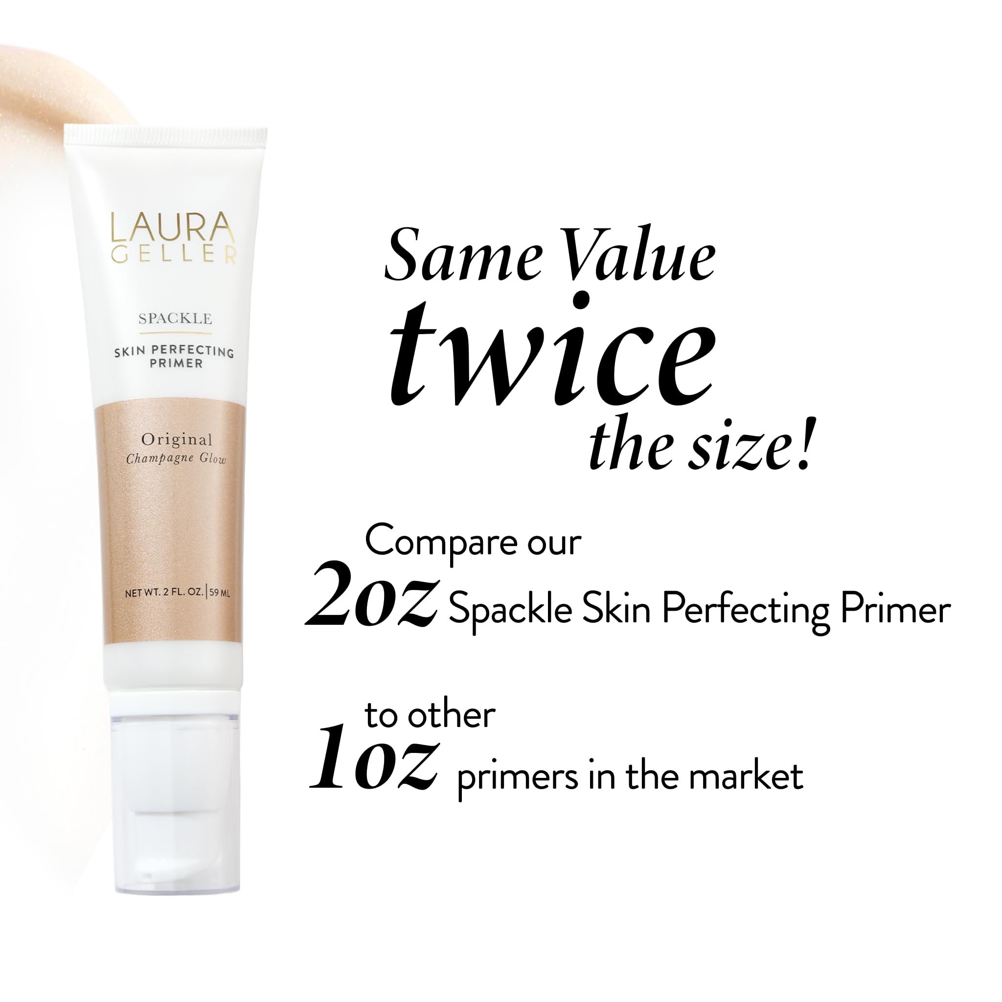 LAURA GELLER NEW YORK Spackle Primer - Champagne Glow - Super-Size 2 Fl Oz - Hyaluronic Acid Makeup Primer for Mature Skin