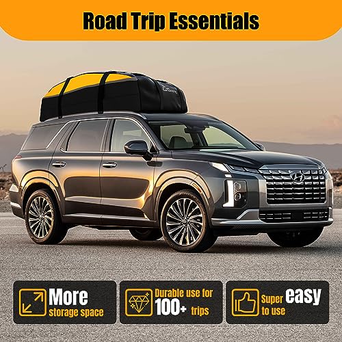 Car Rooftop Cargo Carrier Bag 20 Cubic Feet, 100% Waterproof Roof Bag Top Luggage Carrier for Any Vehicles with/Without Rack Cross Bar, Includes Anti-Slip Mat +4 Door Hooks +Storage Bag +Lock