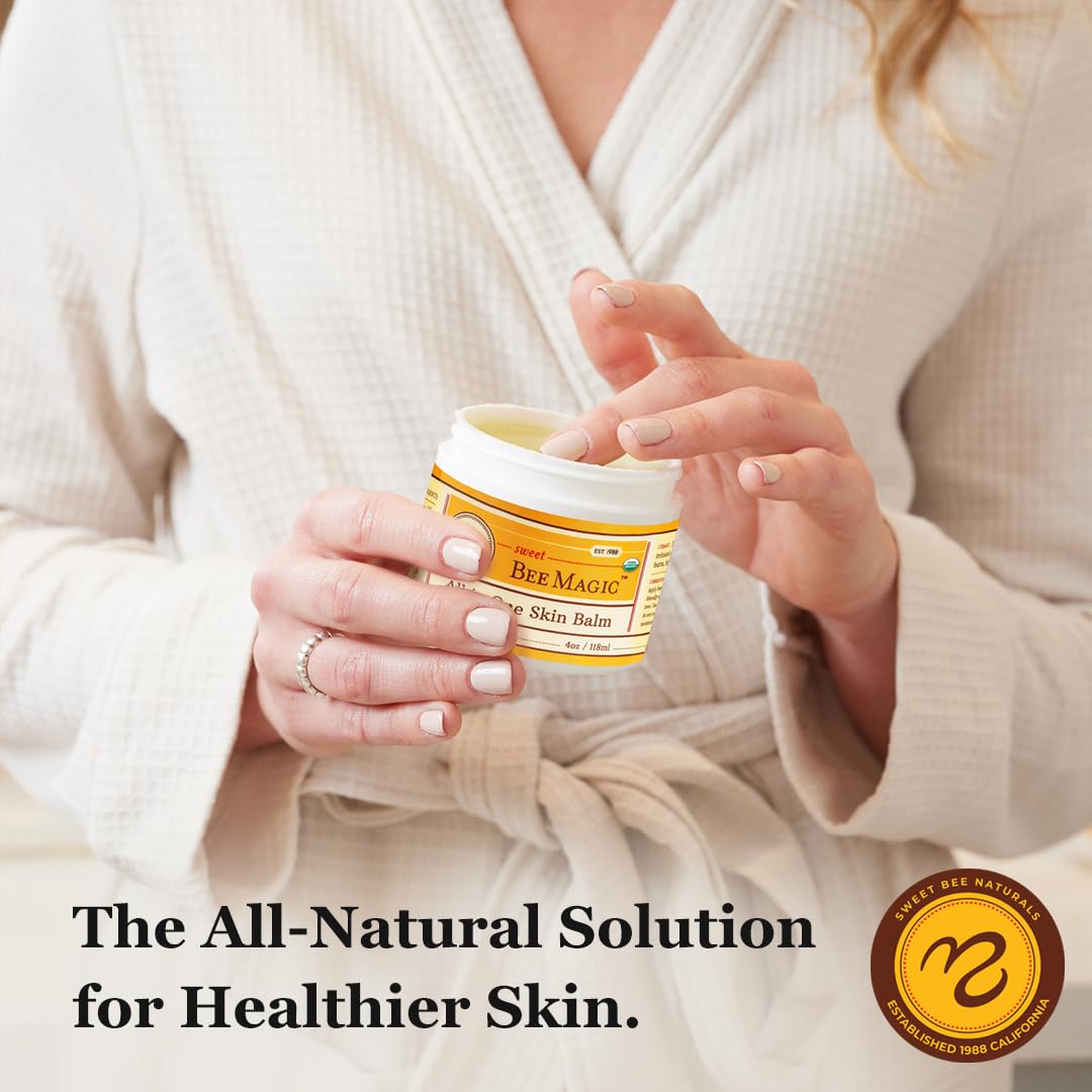 Sweet Bee Naturals - All-in-One Balm & Ointment for Face & Body, Multipurpose Moisturizer for Dryness, Burns, & Irritation, Nourishing Bee Magic Skin Care Essentials - 1 Jar (4oz)