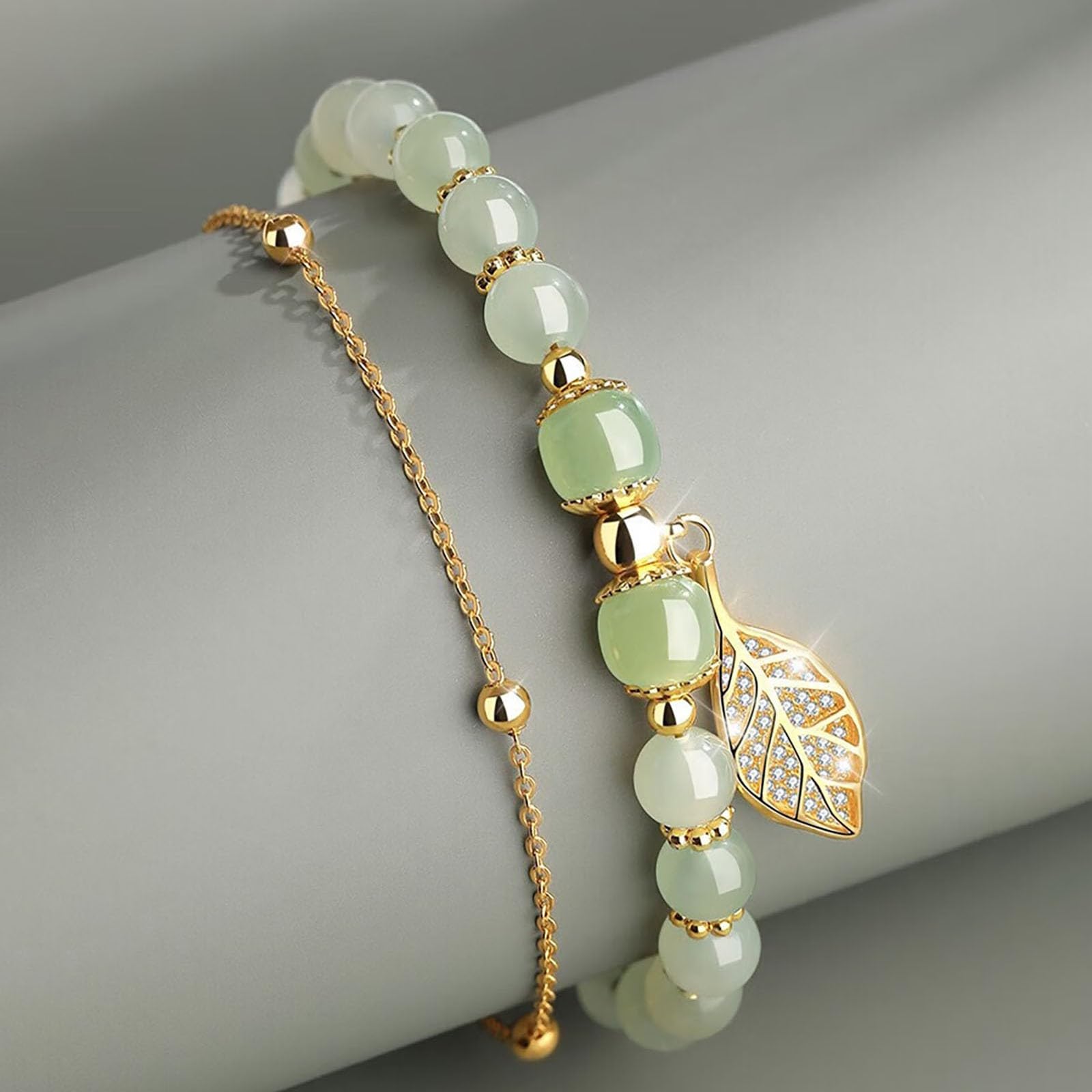 Wedding Jewelry for Brides 14k Gold Plated Jade Butterfly Crystal Glass Bracelet Jade Bead Bracelet Jewelry Gifts for Women Her Him Father Mother valentines day bracelets for women