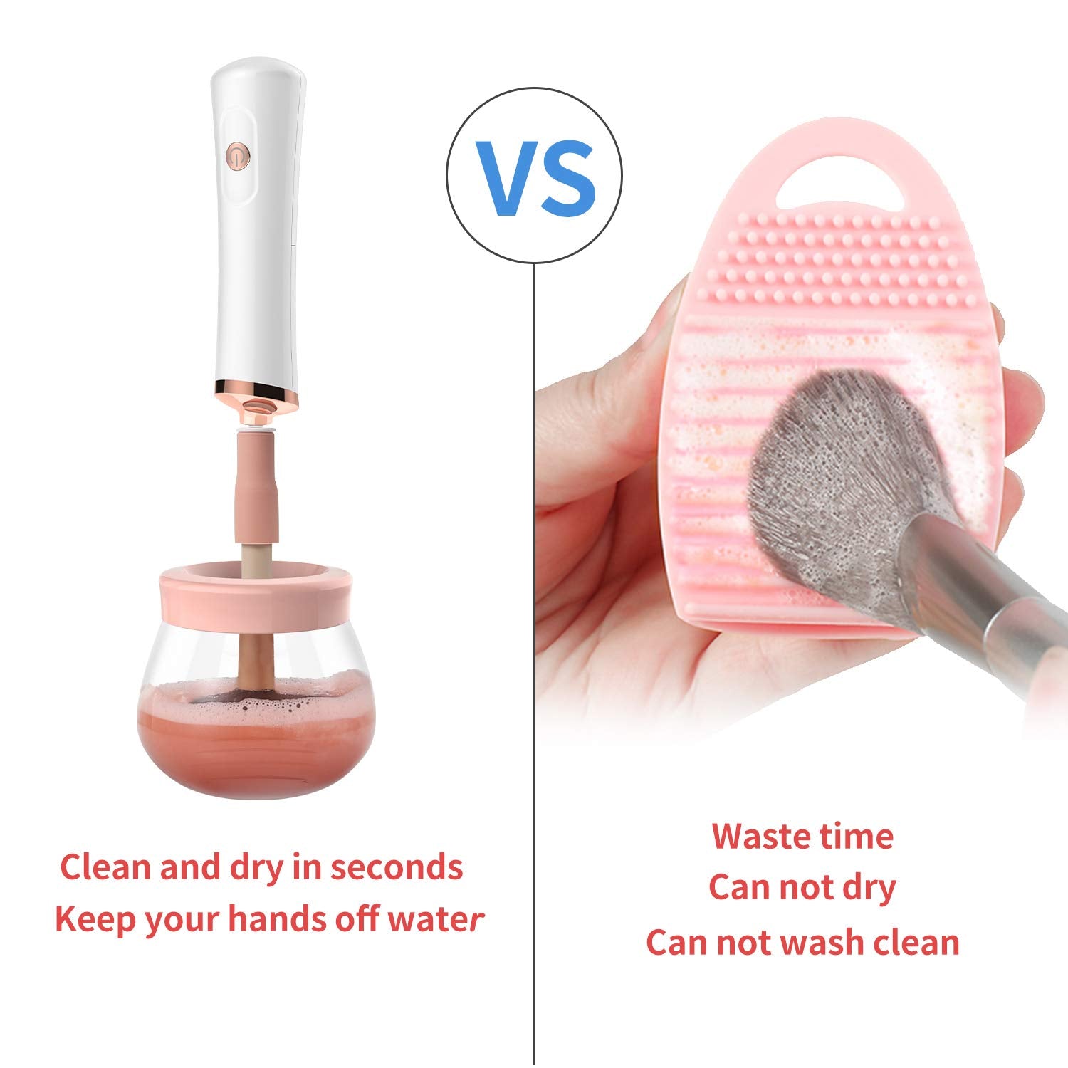 Senbowe Upgraded Makeup Brush Cleaner and Dryer Machine, Electric Cosmetic Automatic Brush Spinner with 8 Size Rubber Collars, Wash and Dry in Seconds, Deep Cosmetic Brush Spinner for Brushes