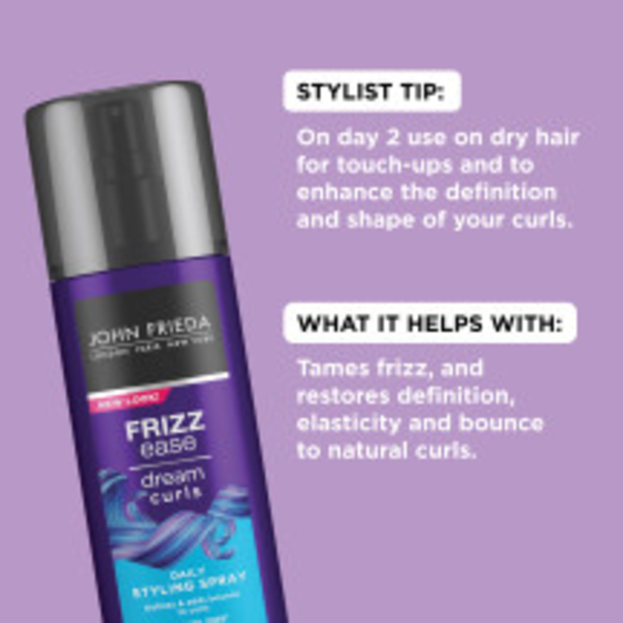 John Frieda Anti Frizz, Frizz Ease Dream Curls Daily Styling Spray for Curly Hair, Magnesium-enriched Formula, Revitalizes Natural Curls, 6.7 Ounce