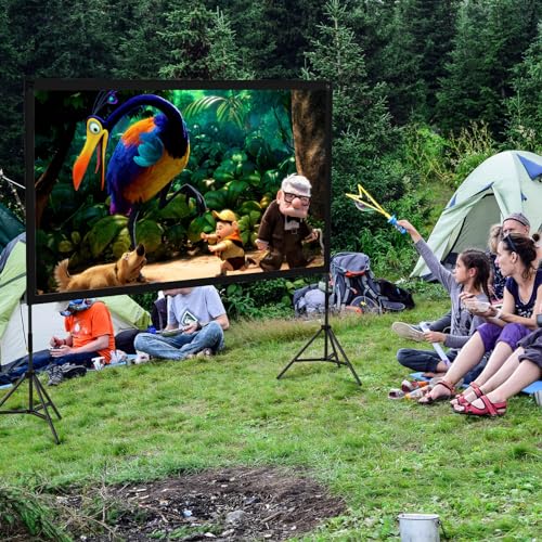 Projector Screen with Stand, Towond 84 inch Outdoor Projector Screen Portable Indoor Projection Screen 16:9 4K Rear Front Movie Screen with Carry Bag for Home Backyard Theater