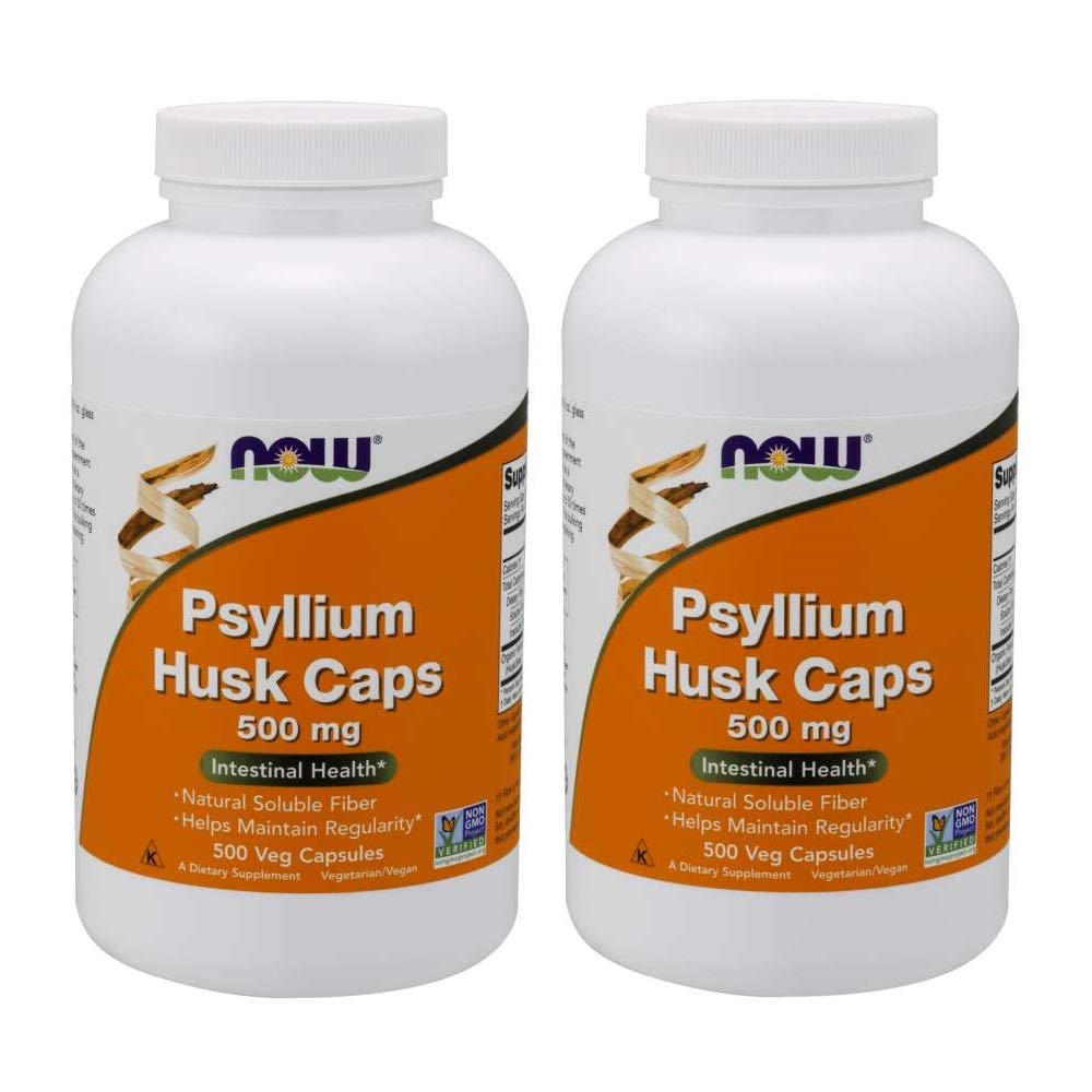 NOW Foods Psyllium Husk 500mg, 500 Capsule (2 Pack)