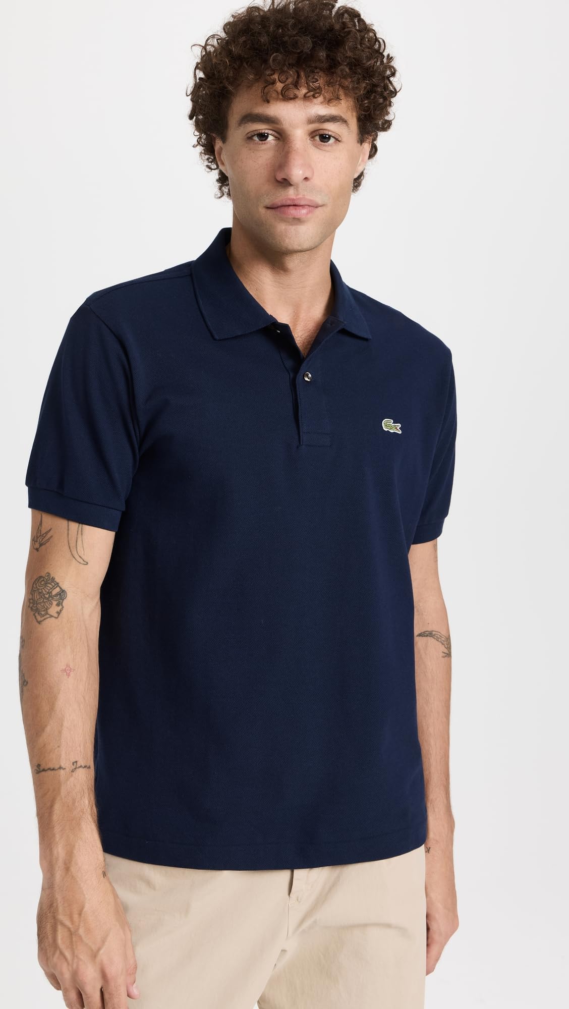 Lacoste Men's Original Cotton Pique Polo, Navy Blue, L