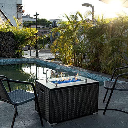 GASPRO 20 lbs Fire Glass for Propane Fire Pit, 1/2-Inch Reflective Fireplace Glass Rocks for Fire Pit Table, Blend of Cobalt Blue, Caribbean Blue and Platinum