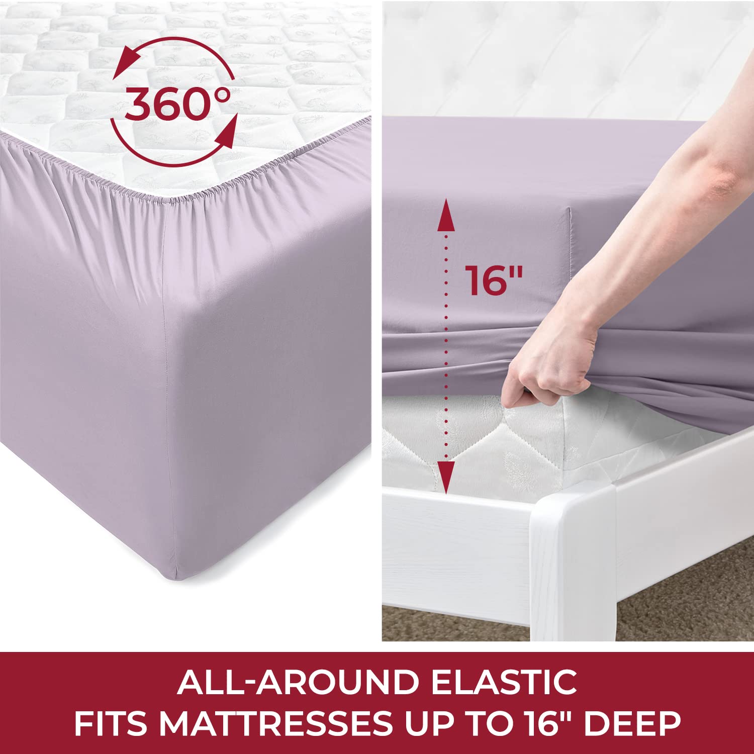 Mellanni Full Bed Sheets + Duvet Cover Set Bundle&Save - Hotel Luxury Bedding - Bundle Includes: 4pcs Bed Sheets and 5pcs Duvet Cover Set (Full, Lavender/White)