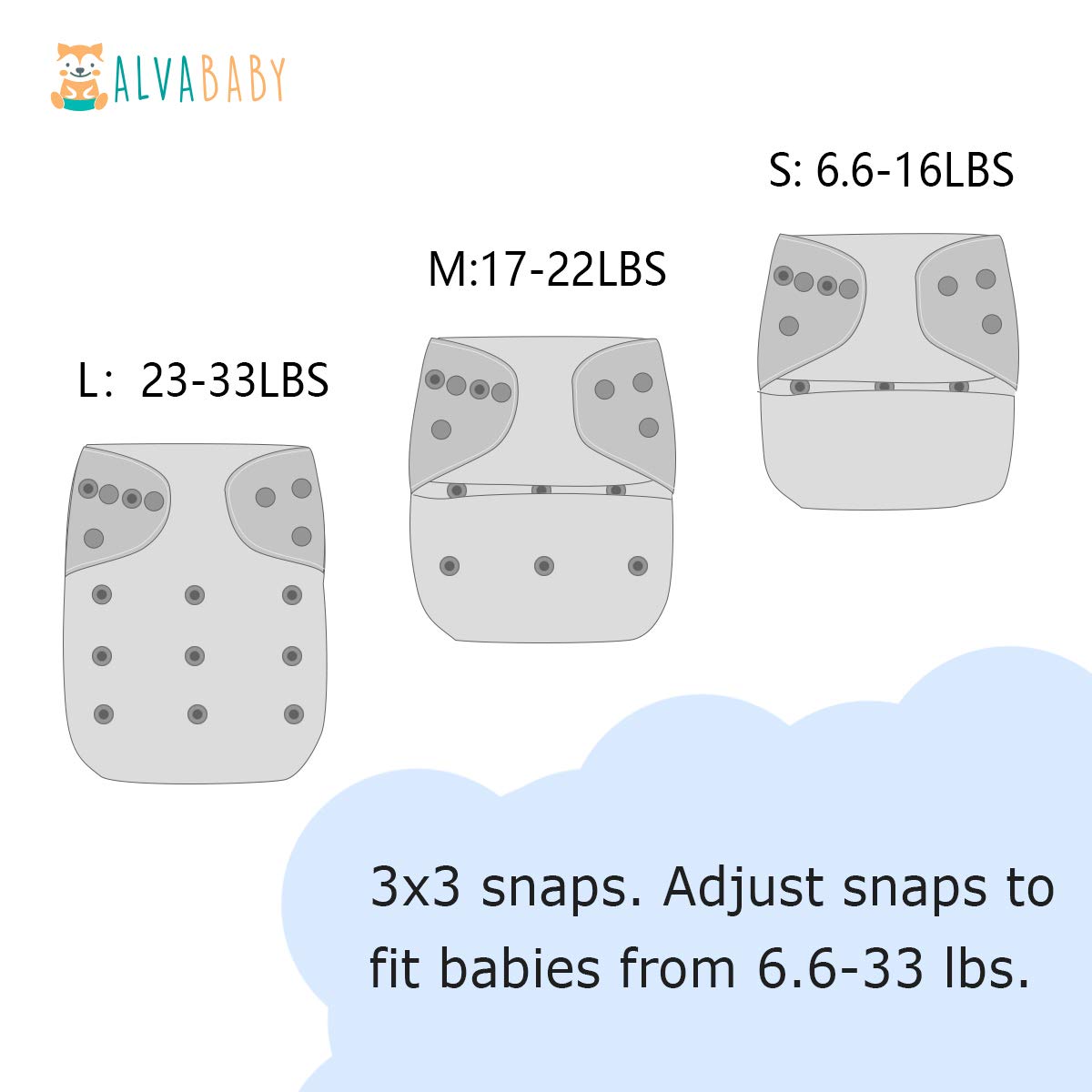 ALVABABY Baby Cloth Diapers One Size Adjustable Washable Reusable for Baby Girls and Boys 1 Pack with 2 Inserts H443, Little Moon