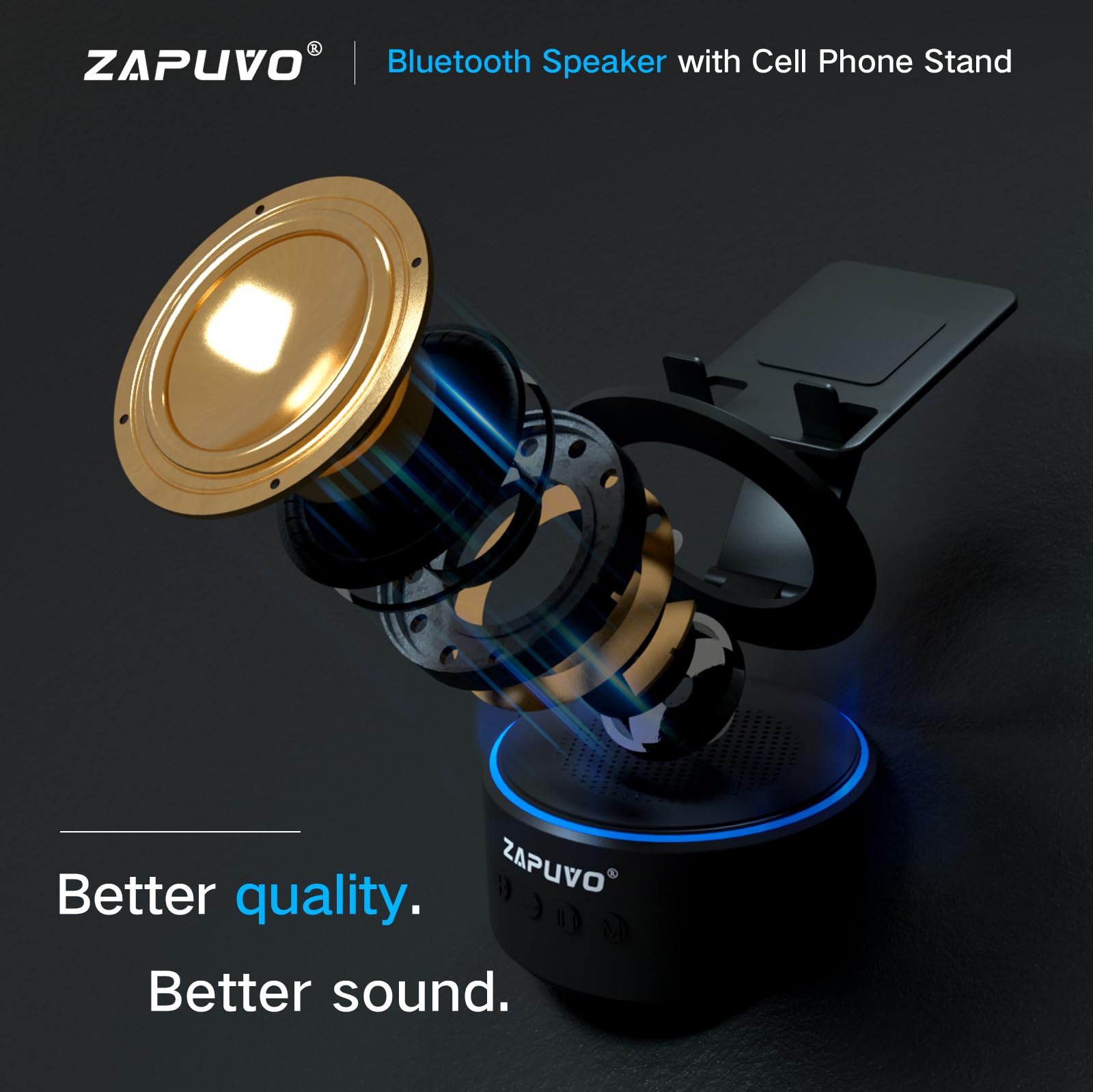 ZAPUVO Bluetooth Speaker with Cell Phone Stand, Dad Gifts for Fathers Day from Daughter Son Kids, Gifts for Men Women Birthday, Cool Gadgets Anniversary Ideas for Husband Him from Wife