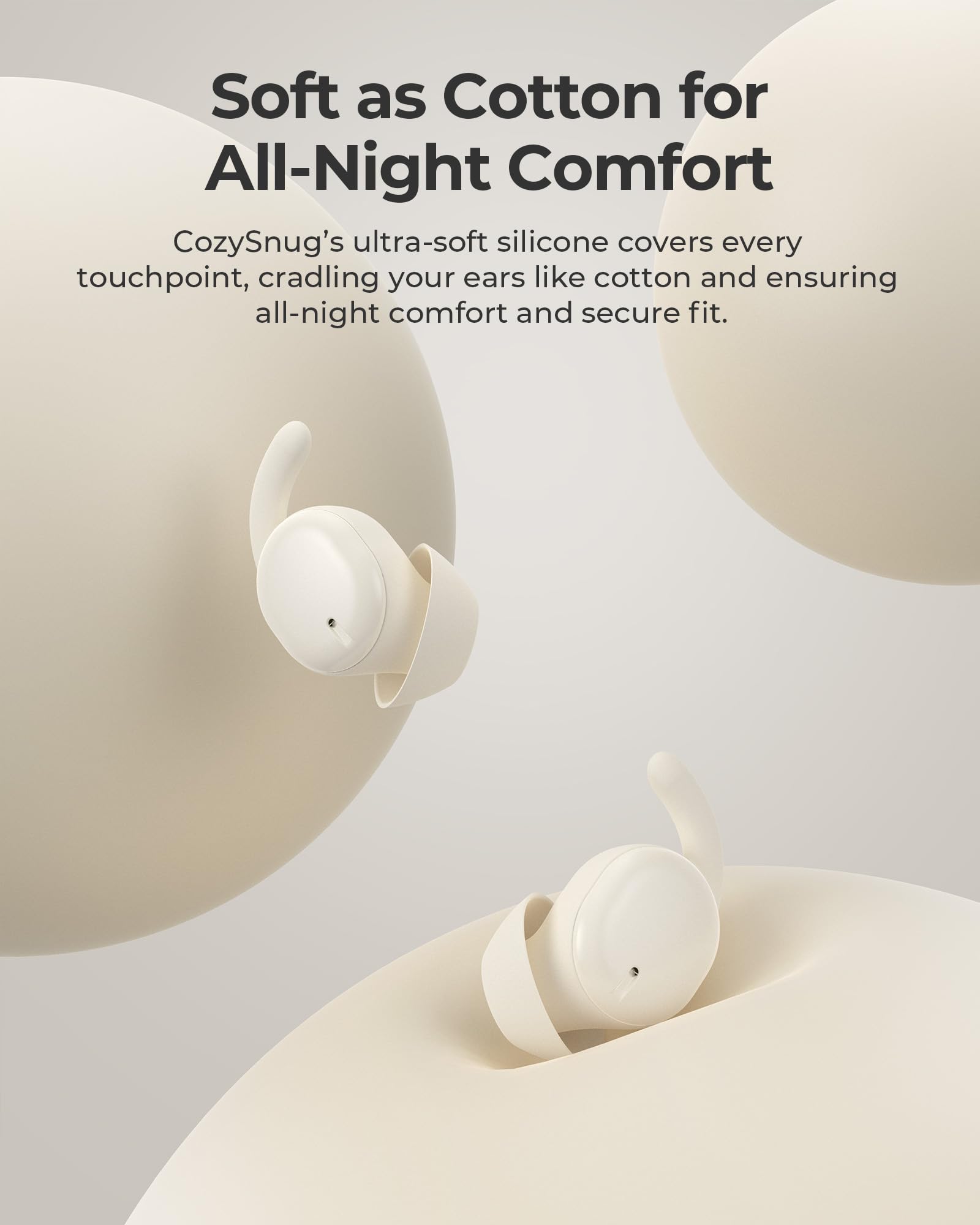 Lytmi CozySnug Sleep Earbuds, Bluetooth 5.3 Noise-Blocking Sleep Headphones, Smallest Call Earbuds, Comfortable Fit, 3 Sizes of Ear Tips, 21H Playtime, Compact Design for Side Sleepers (Skin Tone)