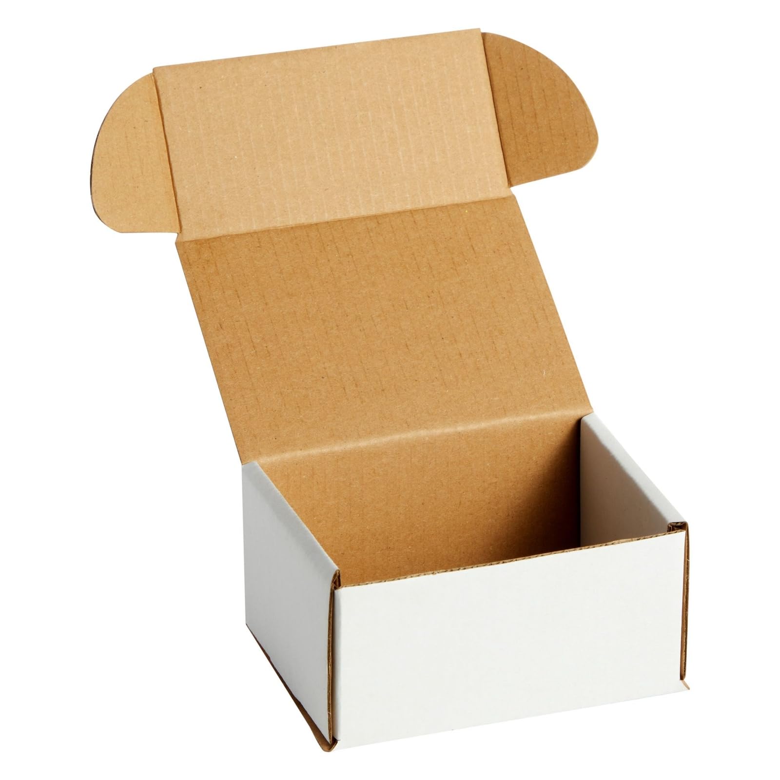 Stockroom Plus 50 Pack White 4x3x2 Corrugated Shipping Boxes - Foldable Small Business Card Boxes for Packing, Wrapping, Moving, Mailing, and Storage