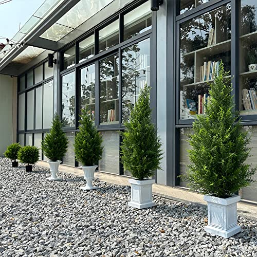 Artificial Topiary Cedar Trees 3FT Artificial Cedar Pine Tree Potted UV Rated Plant Fake Plants Tall Artificial Plants Shrubs for Indoors Outdoors Garden Home Decor (2 Pack)