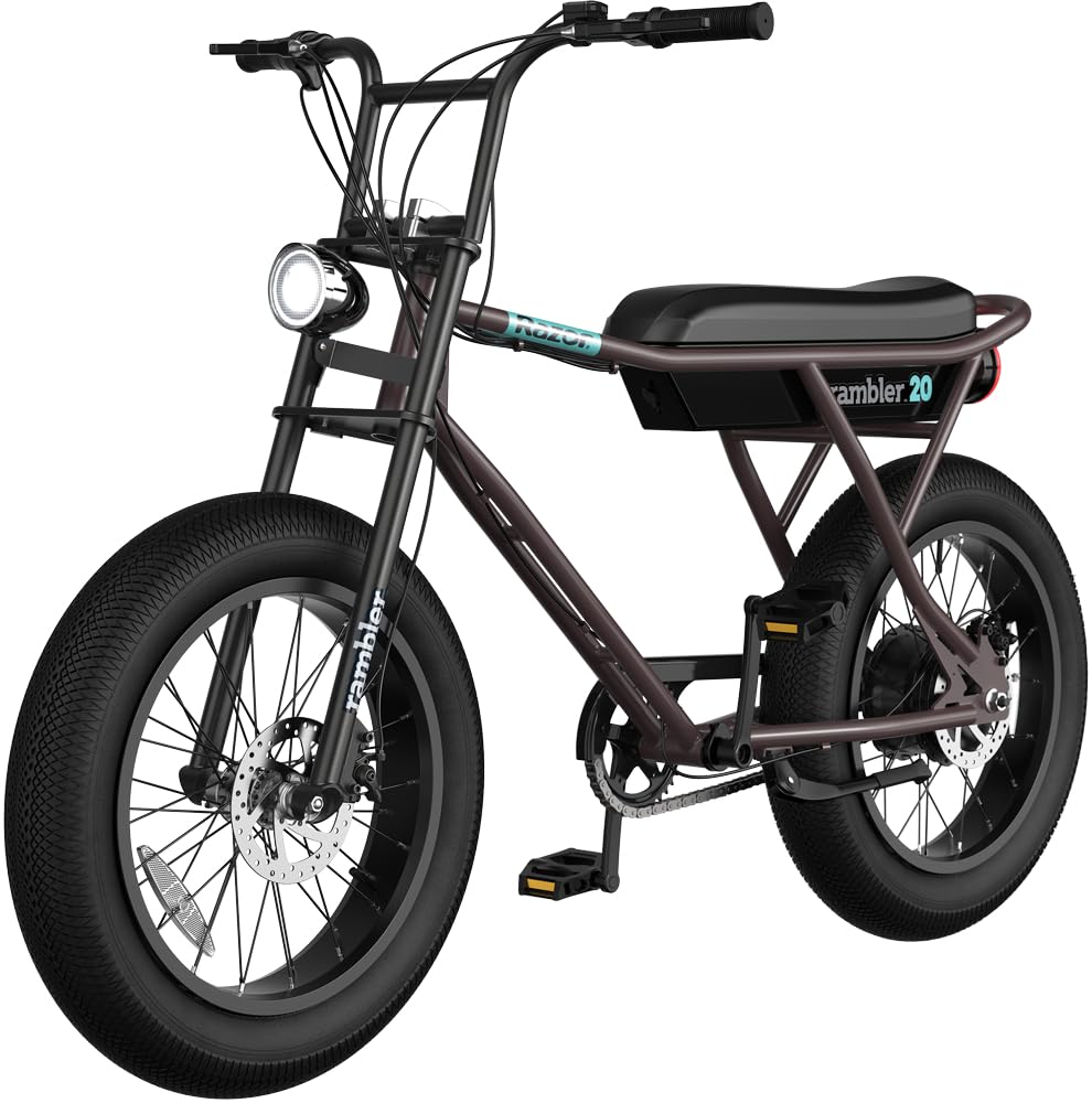 Razor Rambler 20 – Class 2 Adult Electric Bike with Retro Style, Up to 19.9 MPH, Up to 16.6 Miles of Range, 500-Watt Rear-Wheel Hub-Driven Motor