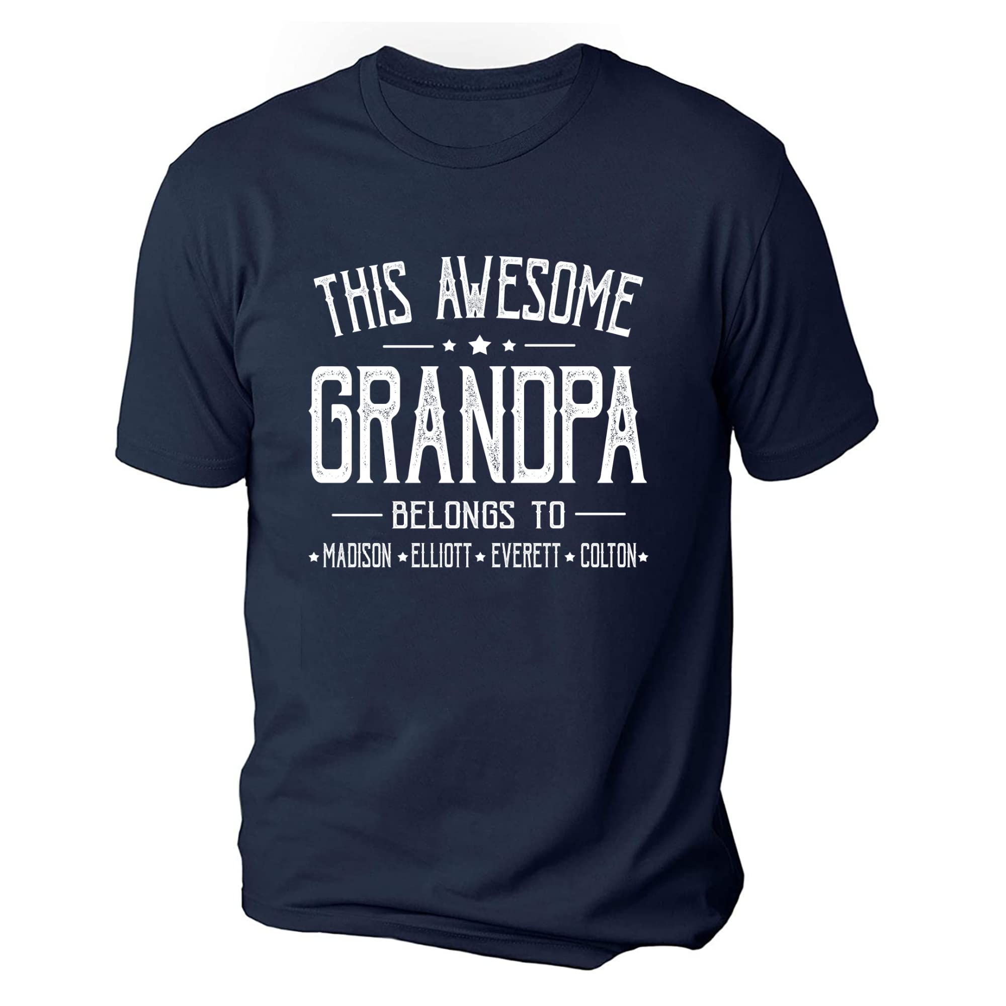 Personalized Grandpa Shirt - This Awesome Grandpa Belongs to Kids Name Tee, Grandpa Gifts, Customized Grandpa Shirts for Men, Fathers Day Birthday Gifts for Grandpa, Gifts from Grandson Granddaughter