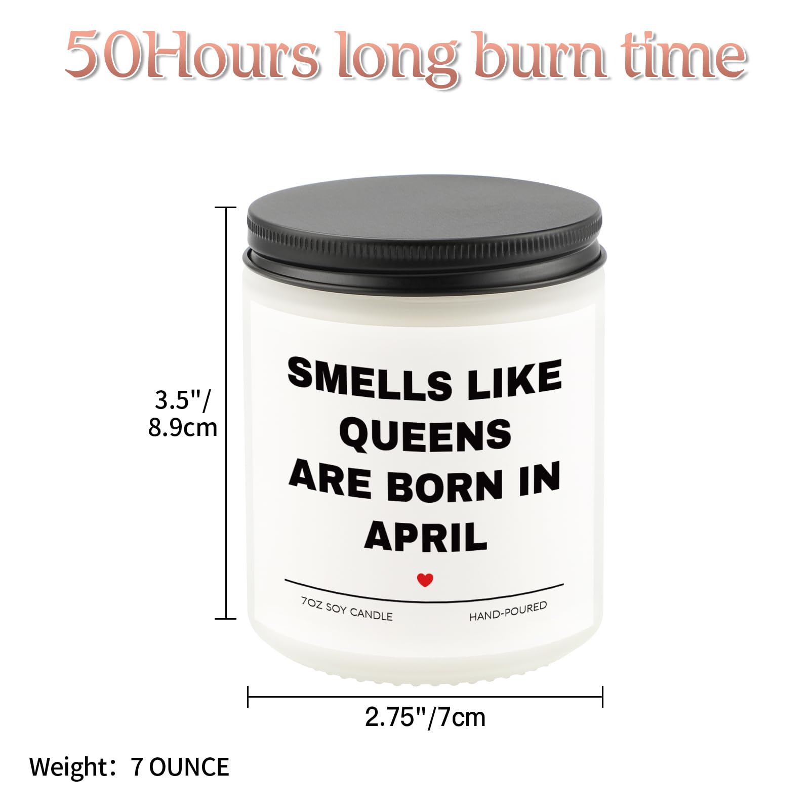 Aremdys Birthday Gifts for Women, April Candle for Queens are Born in April, 30th 40th 50th 60th 70th Happy Bday Gifts Idea for Women Sister Mom Friend from Men Sister Son Friends, 7OZ Scented Candle