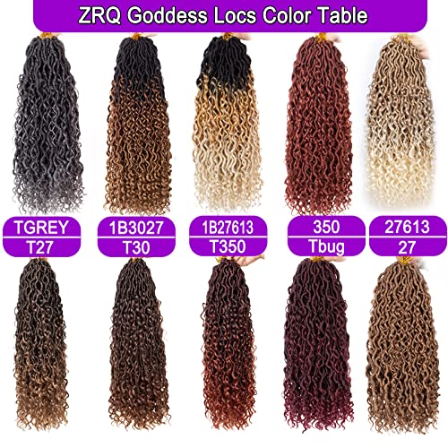 ZRQ Grey Goddess Locs Crochet Hair 14 Inch Boho Faux Locs Hair,8 Packs Pre Looped Bohemian Locs Croceht Boho Hippie Locs, Curly River Soft Locs Hair Extensions TGREY#