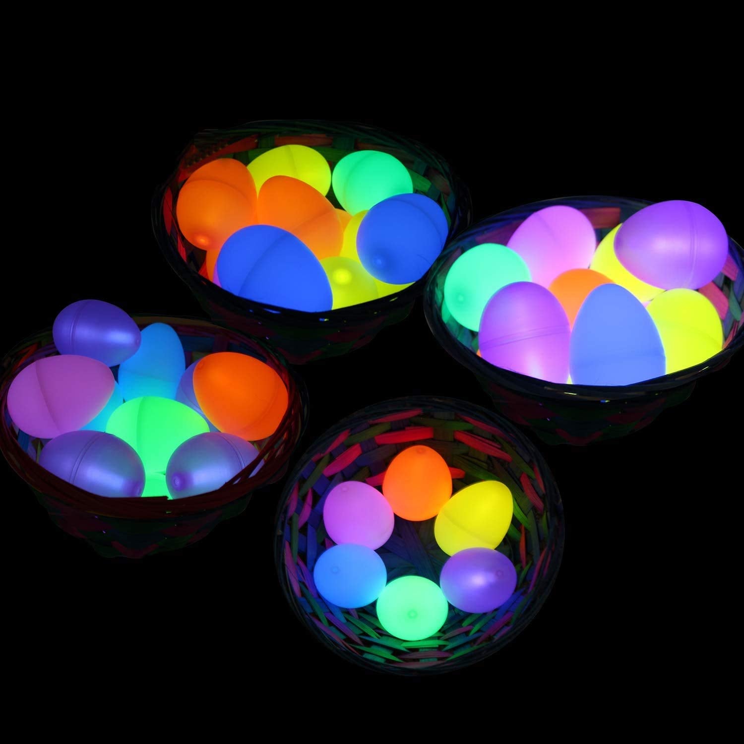 JOYIN 35 Pcs Easter Eggs with 35 Mini Glow Sticks for Kids Glow-in-The-Dark Basket Stuffers Fillers Gift, Easter Egg Hunt Game Party Favors Decorations Supplies, Classroom Prizes