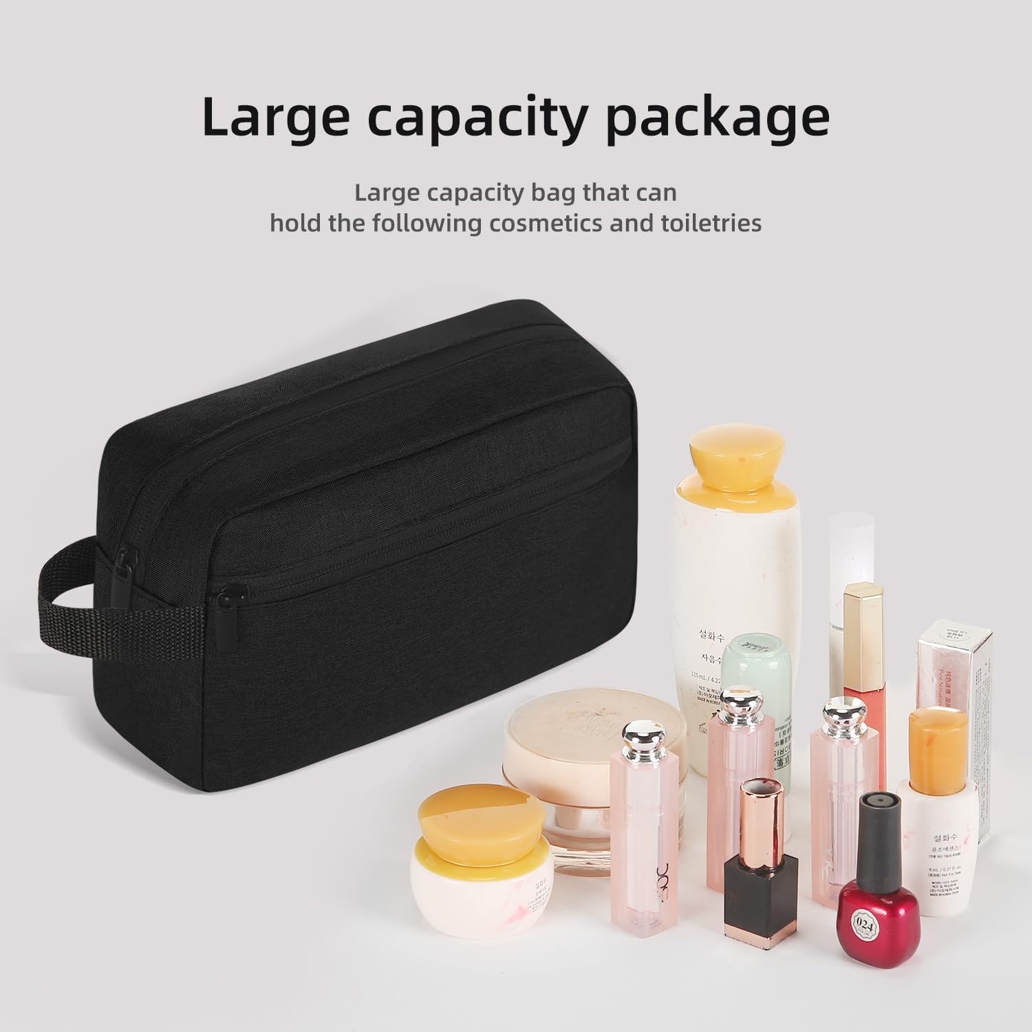 Icramsy Travel Toiletry bag Toiletry bag for women men Hanging toiletry bag Cosmetic bag Travel accessories for Women Men (Black)