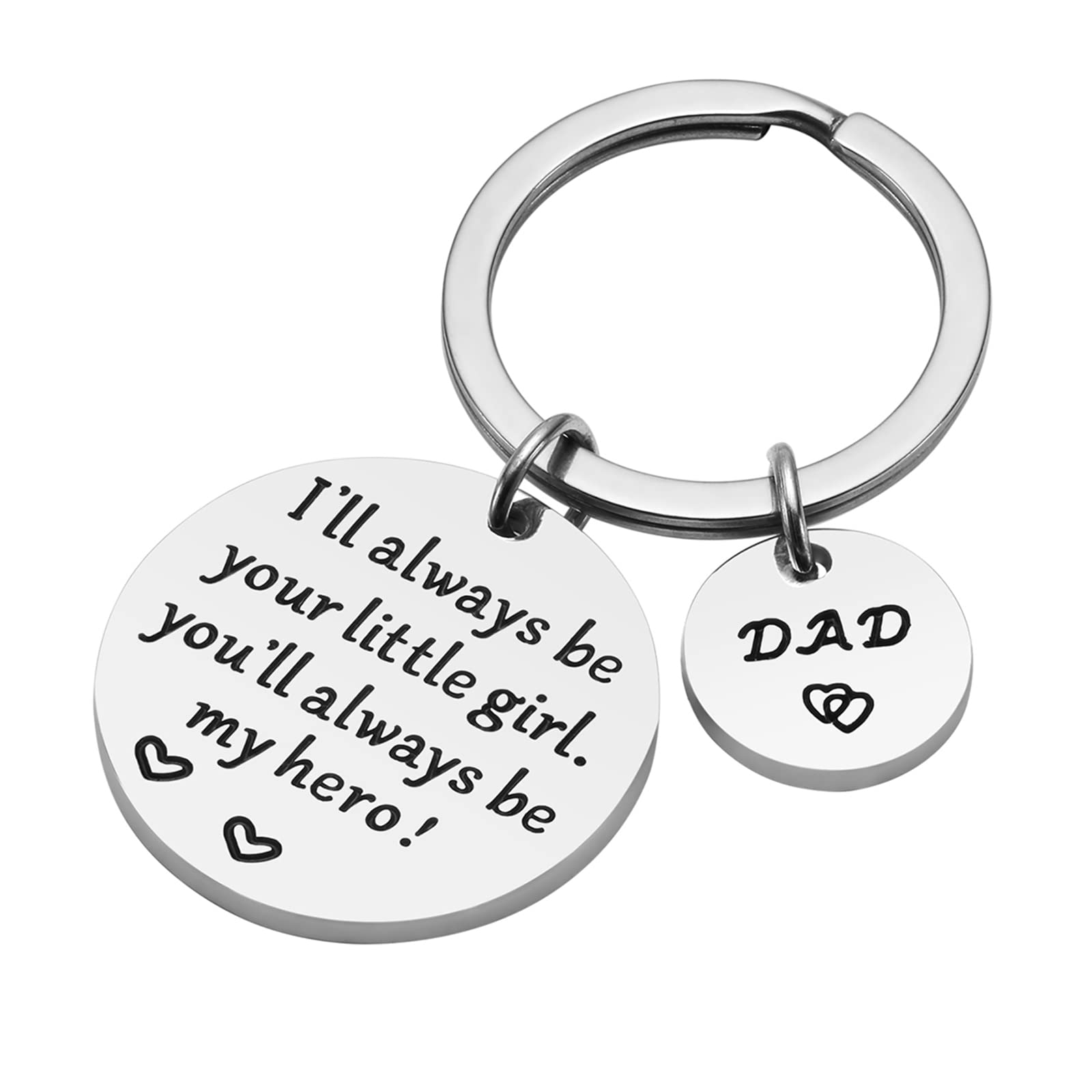 Father’s Day Gift - Dad Gifts from Daughter for Birthday Christmas, I'll Always Be Your Little Girl, You Will Always Be My Hero Keychain, Dad Valentine’s Day Gifts, Father Daughter Gifts