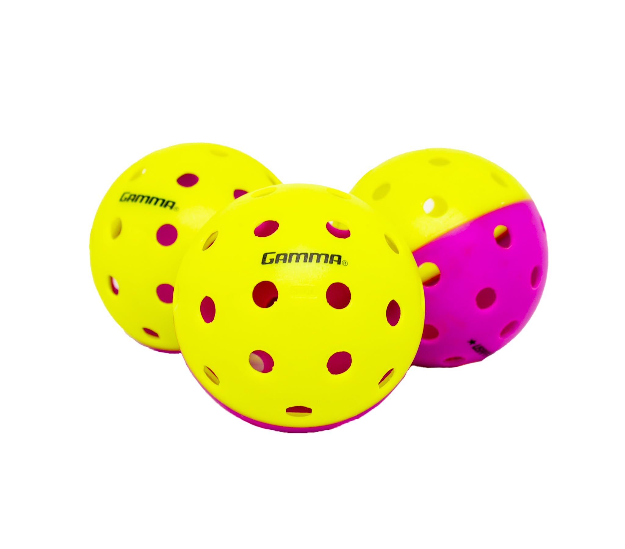 GAMMA Two Tone Training Pickleball Balls, High Visibility Outdoor Pickleballs, Ideal for All Levels of Play, Green/Purple 6 Bag