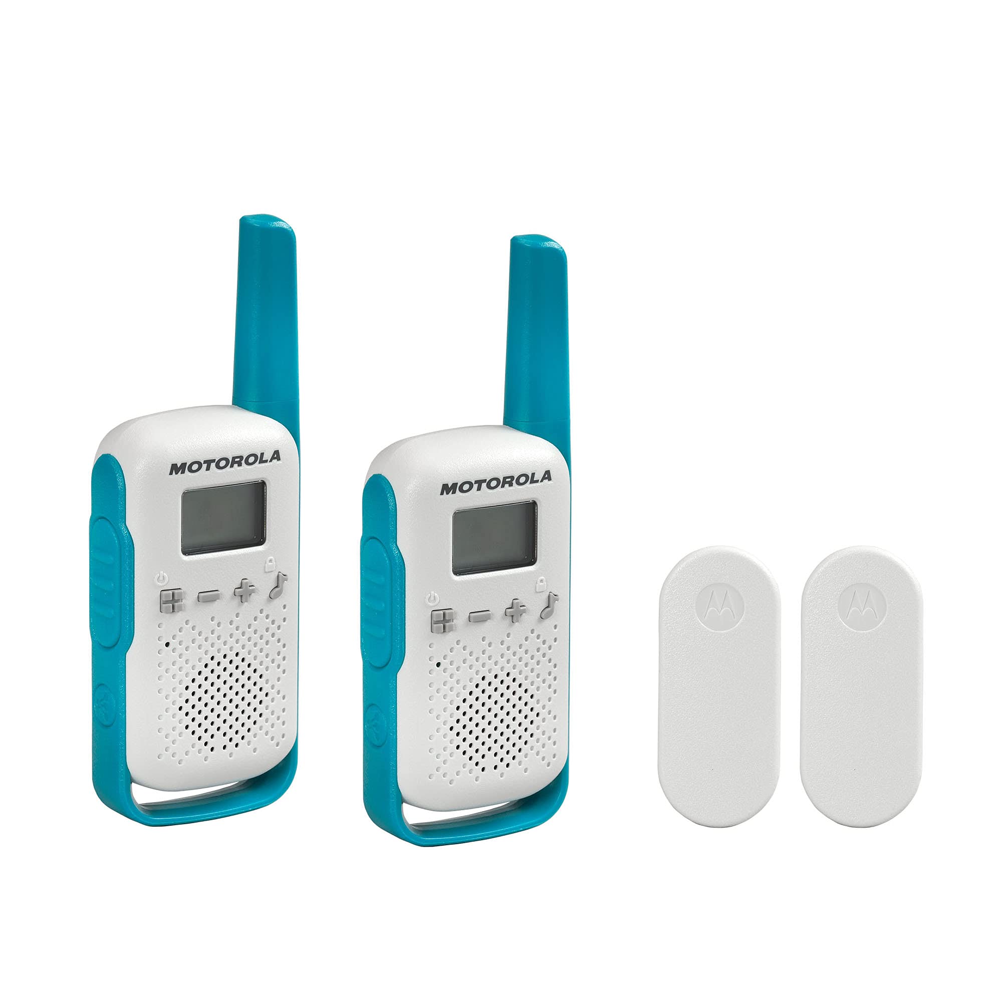 Motorola Solutions, Portable FRS, T114, Talkabout, Two-Way Radios, Battery Operated, 22 Channel, 16 Mile, White/Blue, 2 Pack