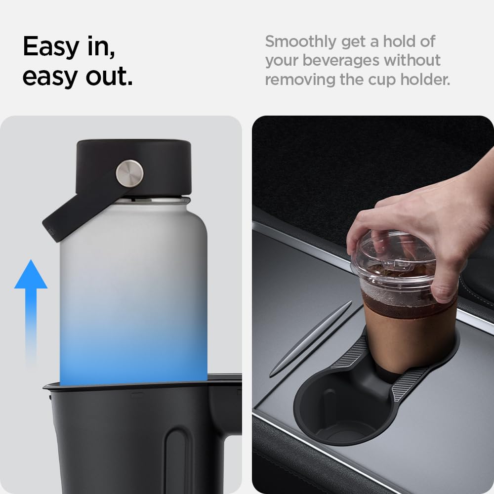 Spigen Center Console Cup Holder Insert Relaxed Grip (Up to Trenta Cups) Designed for Tesla Model 3 and Y 2023/2022 [Not Compatible with Model 3 2024 (Highland)]