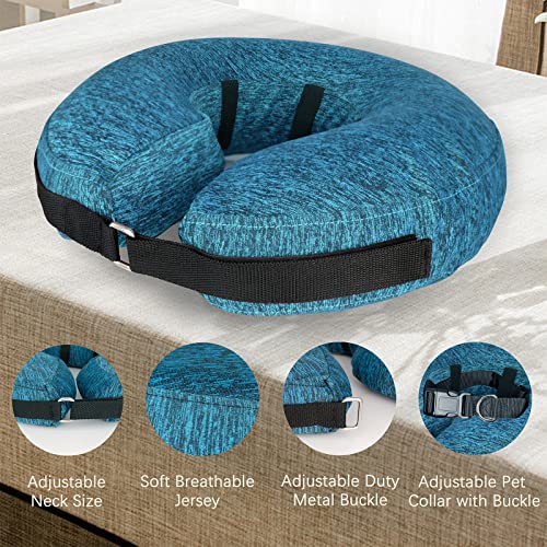 Dog Cone Collar for Small Medium Large Dogs for After Surgery, Pet Inflatable Neck Donut Collar Soft Protective Recovery Cone for Dogs and Cats - Alternative E Collar Does Not Block Vision - Green,XS