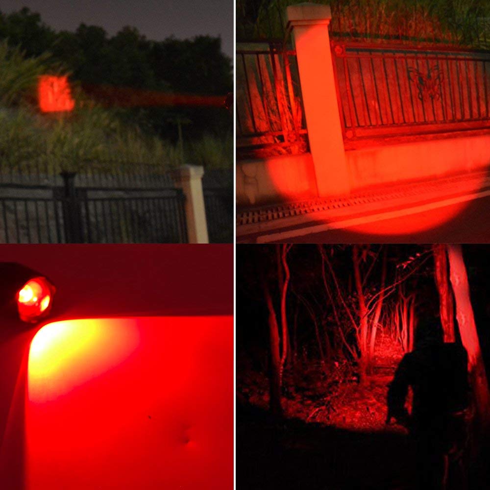AuKvi Deep Red Light Flashlight 670nm Single Mode Long Range Red Hunting Flashlights Torch with Zoomable for Astronomy, Aviation, Night Observation-Black