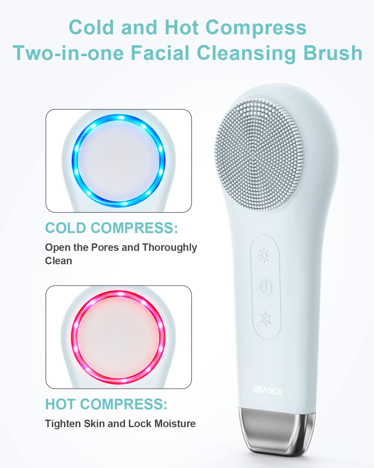 EZBASICS Facial Cleansing Brush face Scrubber Waterproof Face Scrub Brush for Men & Women Rechargeable Face Brushes for Facial Electric Silicone Face Scrubber Cleanser Brush 1 Pack+3 Modes Light Grey