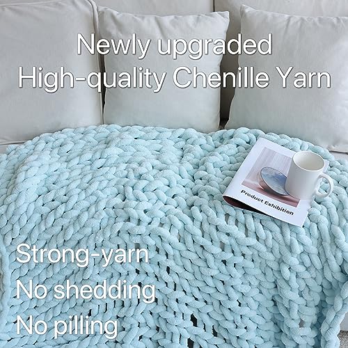 Maetoow Chenille Chunky Knit Blanket Throw （50×60 Inch）, Handmade Warm & Cozy Blanket Couch, Bed, Home Decor, Soft Breathable Fleece Banket, Christmas Thick and Giant Yarn Throws，Purple