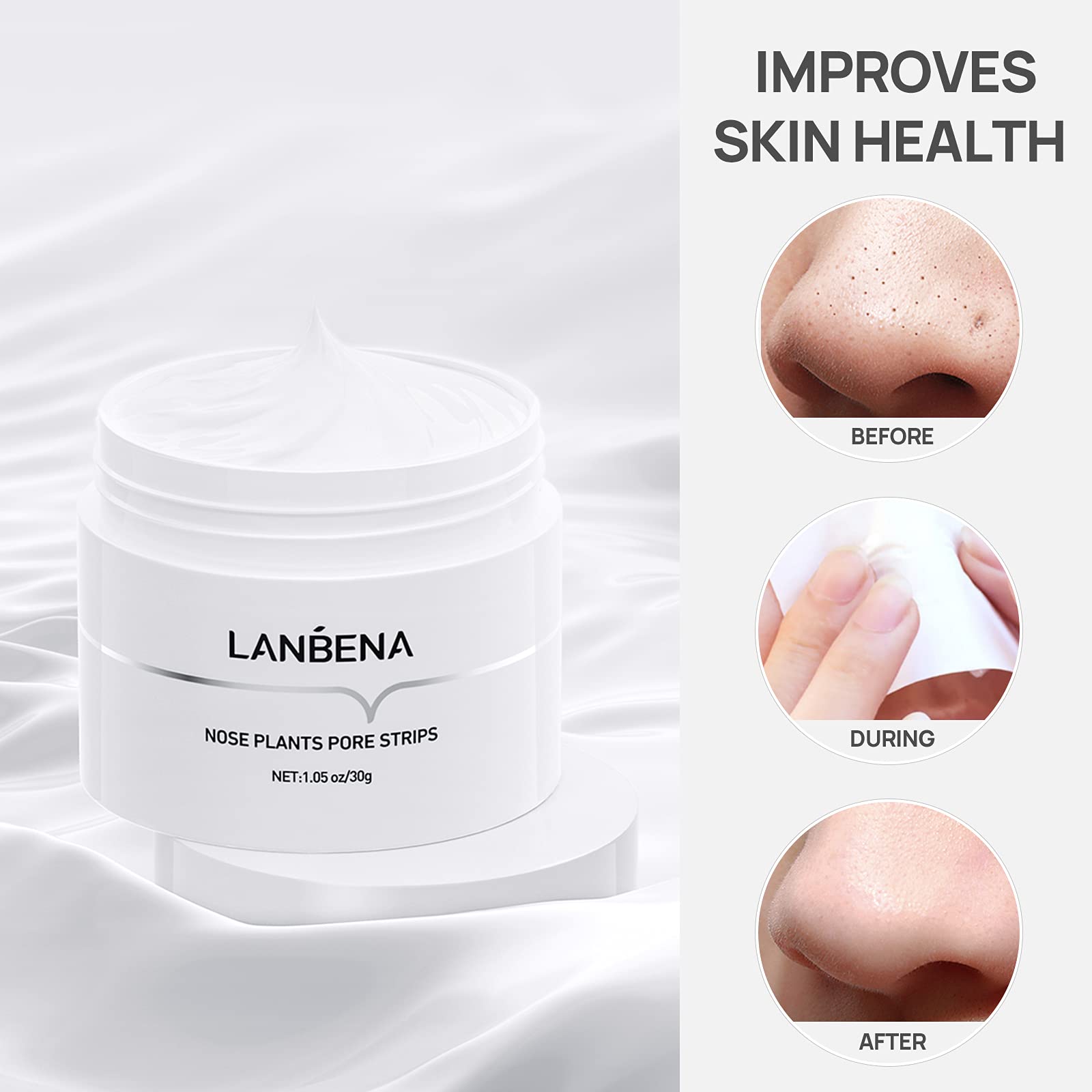 LANBENA blackhead remover, Nose Pore Strips for Blackheads, Black Head Remover Mask for Face, Puntos Negros, 30g+60pcs paper