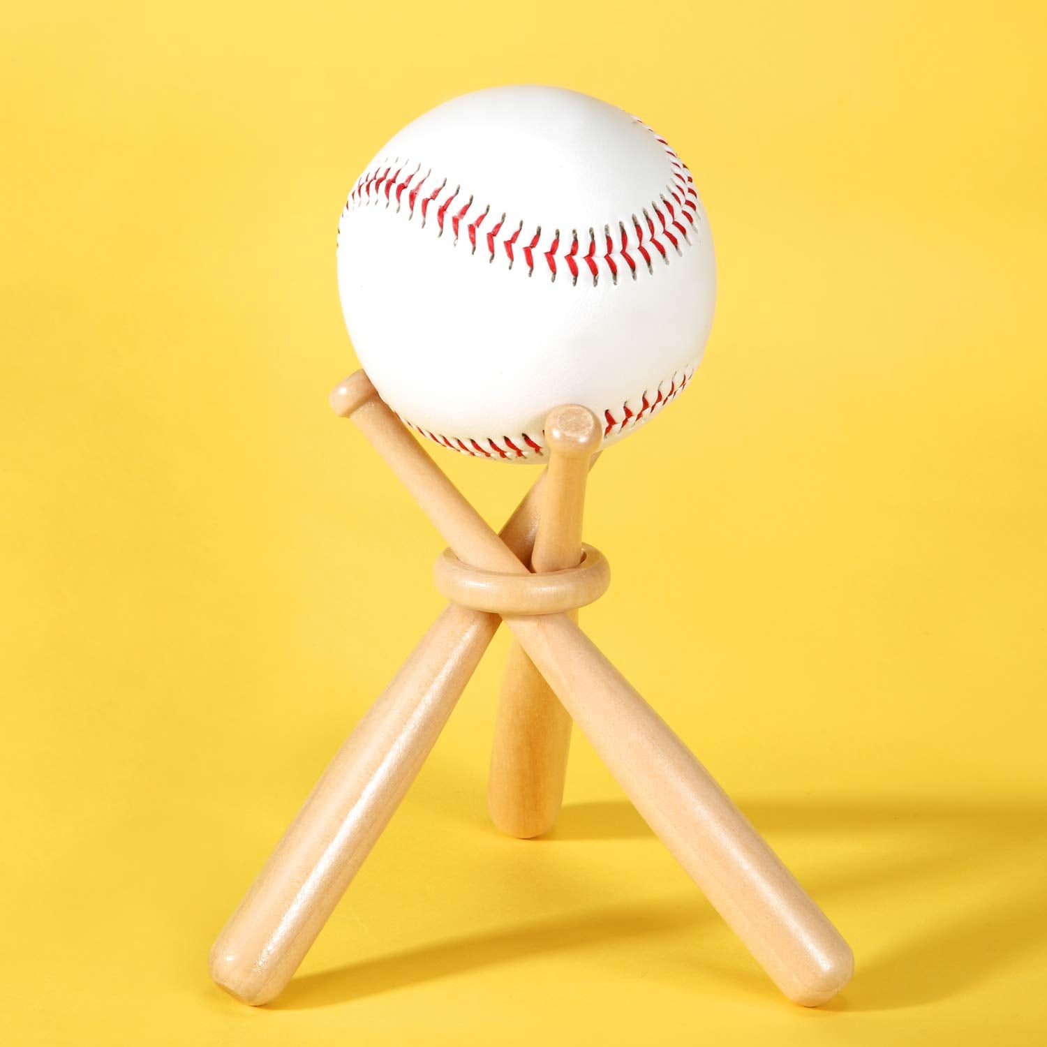 Honoson Baseball Stand Holders Balls Display Bat Wooden Stand Holder Display Centerpieces Tables for Baseball Sports Lover(Wood Color,1 Pack)