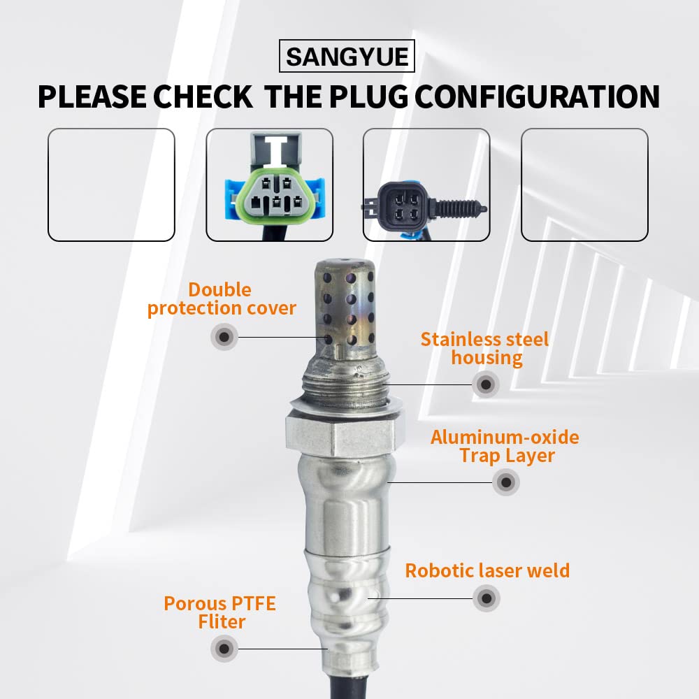 Sangyue Oxygen O2 02 Sensor 1 & 2 for 2010 2011 2012 2013 2014 Chevrolet Chevy Equinox 2.4L GMC Terrain 2.4L Upstream + Downstream 2PCS
