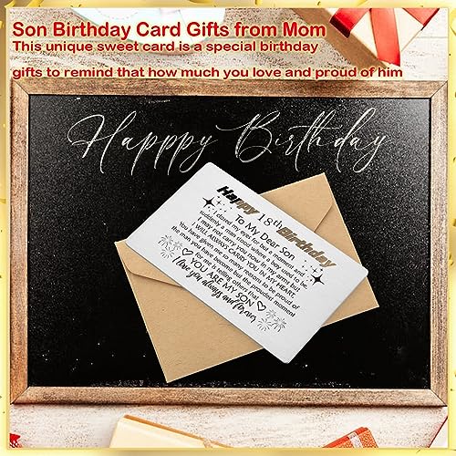 YODOCAMP 18th Happy Birthday Card Son,18 Year Old birthday Gifts for My Adult Son from Mom, Happy 18th Birthday Cards Gifts for Son, Bday Engraved Wallet Card from Parents