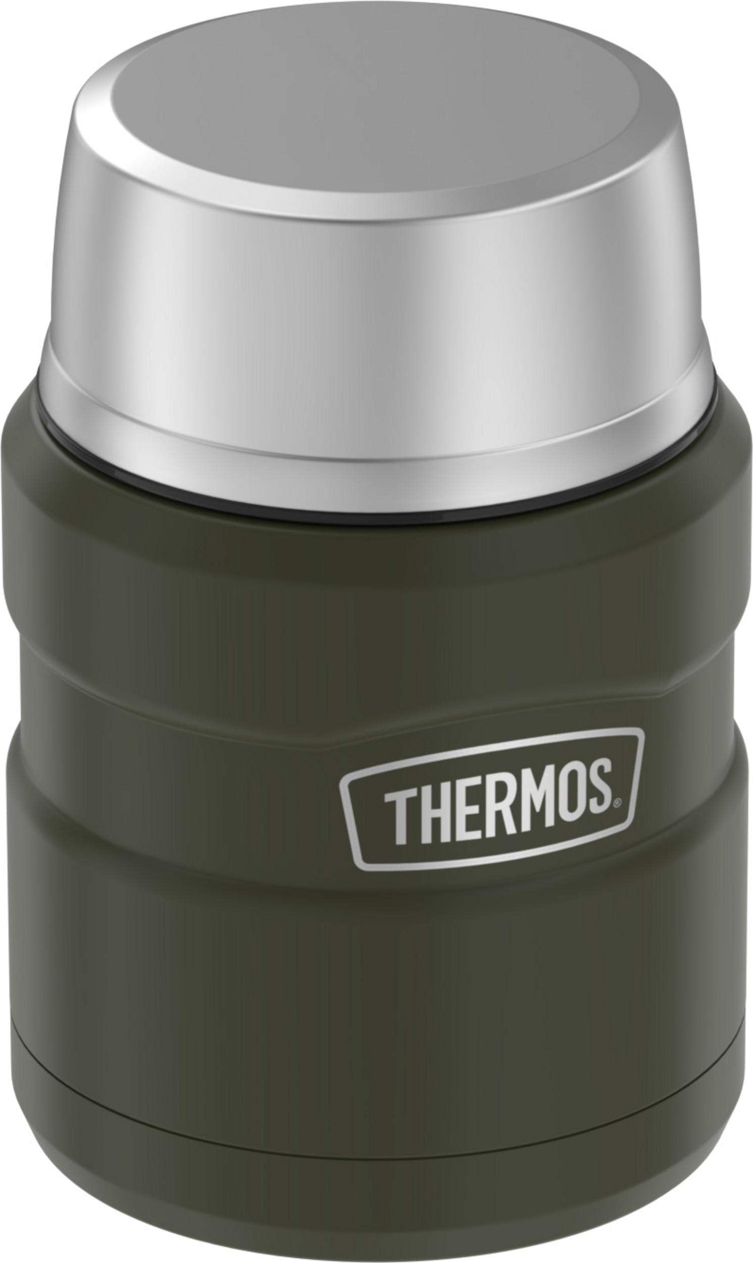 THERMOS Stainless King Vacuum-Insulated Food Jar with Spoon, 16 Ounce, Army Green