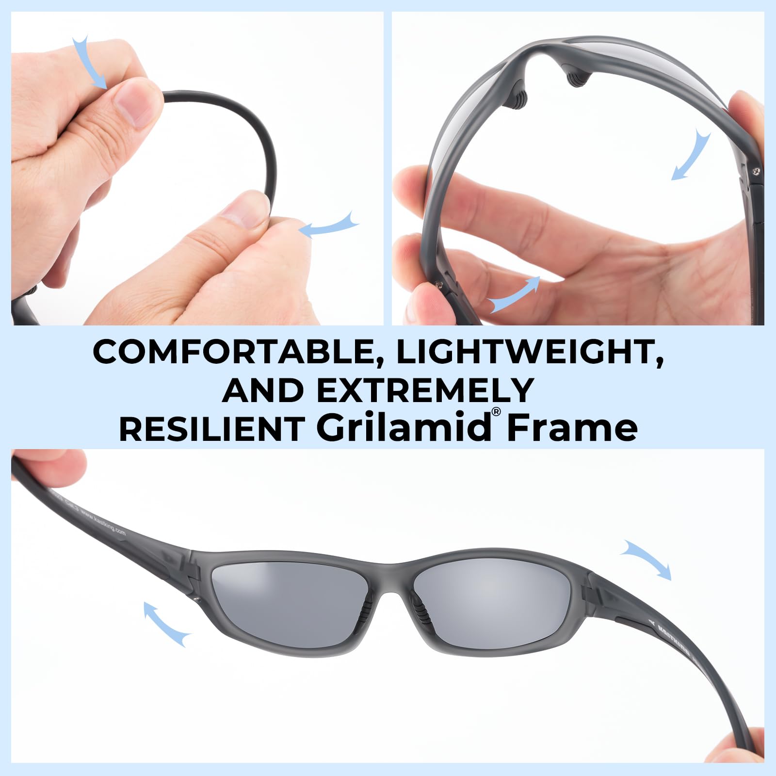 KastKing Hiwassee Polarized Sport Sunglasses for Men and Women, Matte Smoke Crystal Frame,Smoke Lens