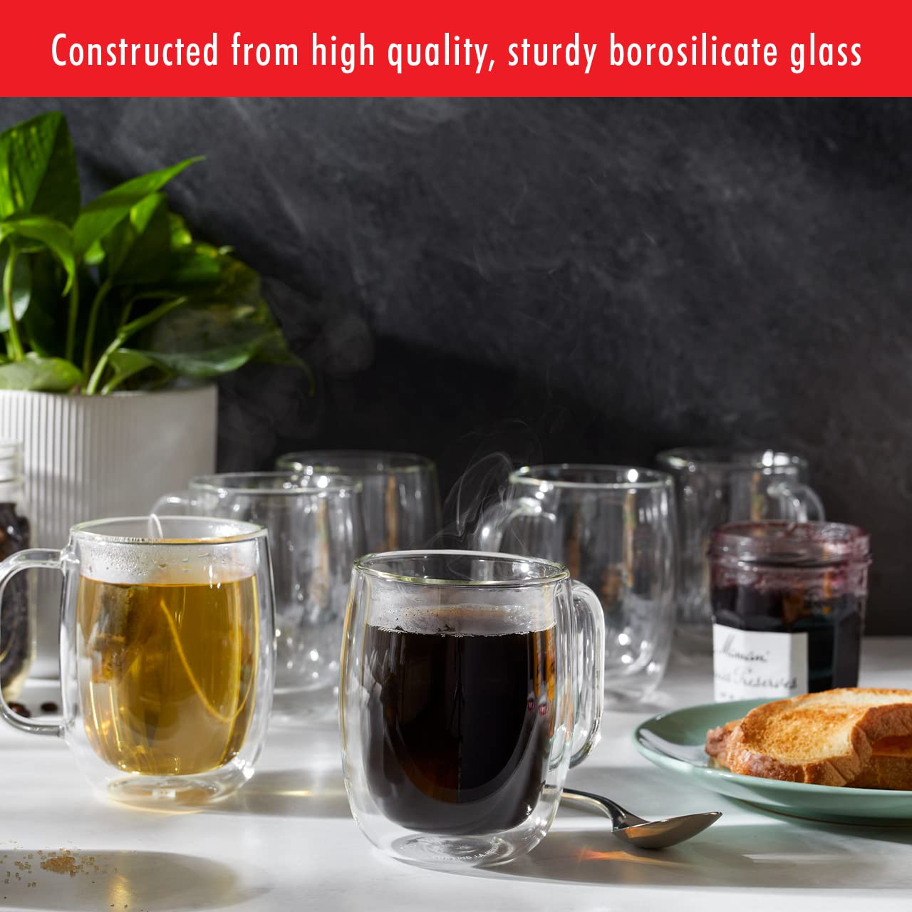 ZWILLING Sorrento Plus 2-pc Double-Wall Glass Coffee Mug Set, Clear