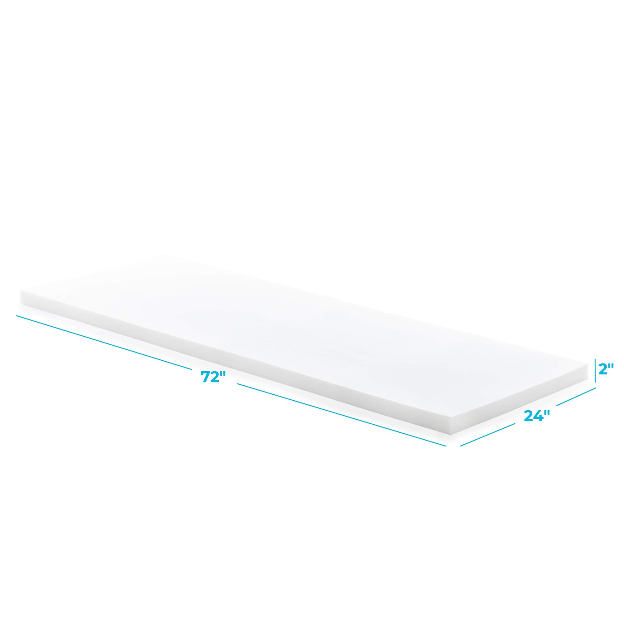 LINENSPA High Upholstery Foam-35 Density Cushion Craft Perfect for Chairs, Sofas, and DIY Projects Foam, 2" x 24" x 72", White
