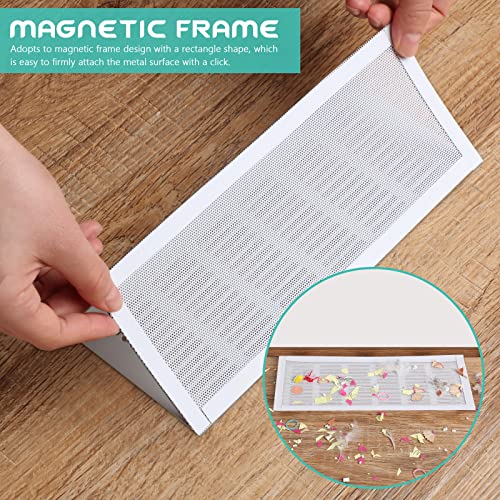 Floor Vent Covers Rectangle Air Vent Screen Cover Magnetic PVC Vent Mesh Floor Register Cover Plastic Vent Screen for Wall Ceiling Floor Catch Debris Hair Insect (White, 8 x 14 Inch)