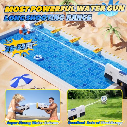 EagleStone Electric Water Gun Squirt Gun for Adults Kids Ages 8-12, Automatic Super Powerful Soaker Water Guns 33FT Long Range, Auto Absorption Modular Battery Powered, Summer Pool Outdoor Game Toys