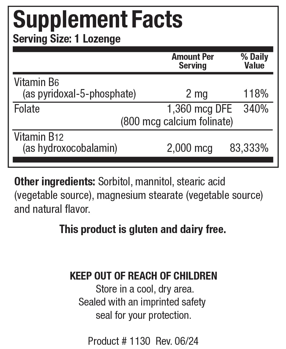 Biotics Research B12-2000™ Vitamin B12 2000 mcg, B6, Folate Supplement - Supplies high Potency Level of B6, B12 Vitamins and folate - Natural, Delicious Berry Flavor, Dissolves Easily -60 Lozenges