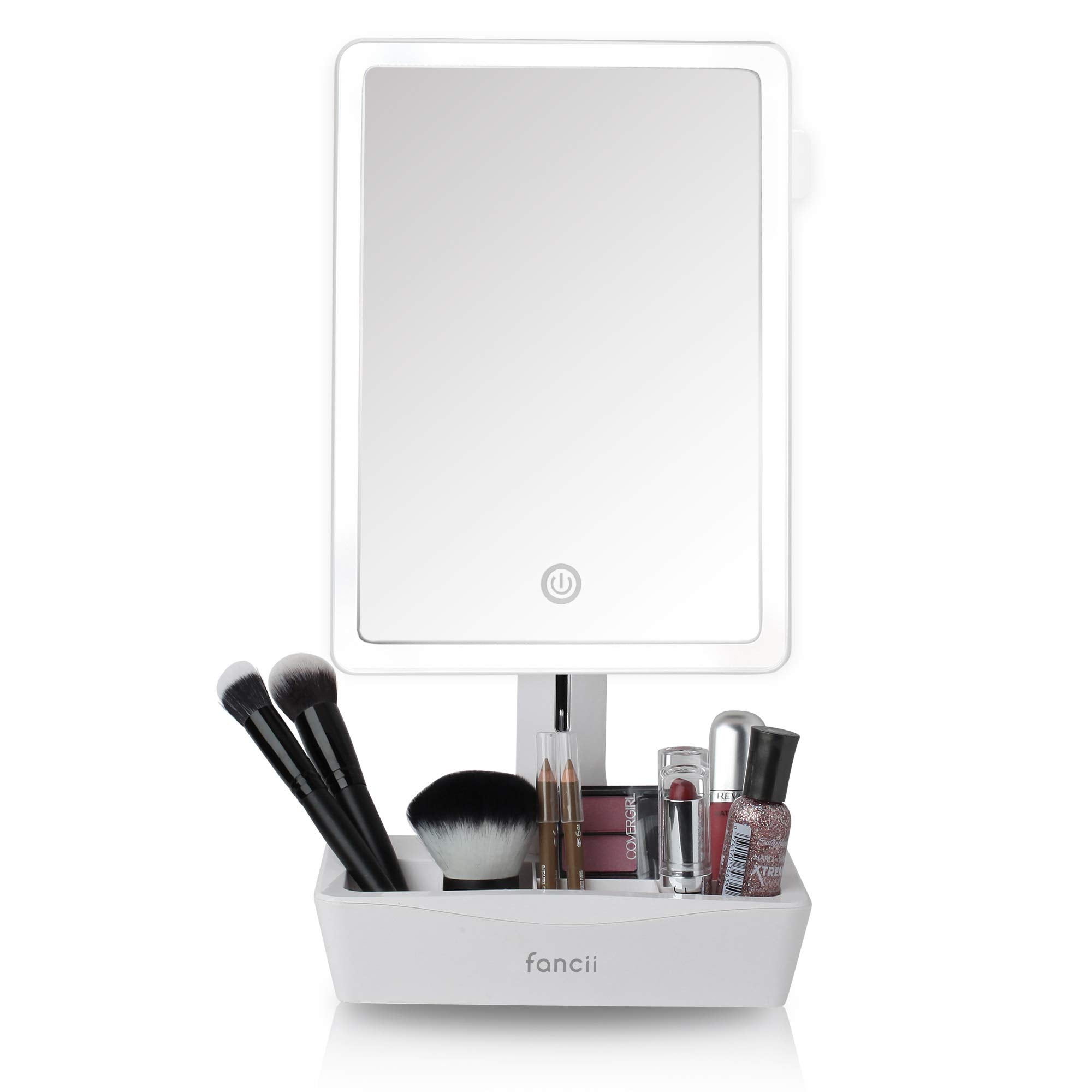 Fancii LED Lighted Large Vanity Makeup Mirror with 10X Magnifying Mirror - Dimmable Natural Light, Touch Screen, Dual Power, Adjustable Stand with Cosmetic Organizer - Gala