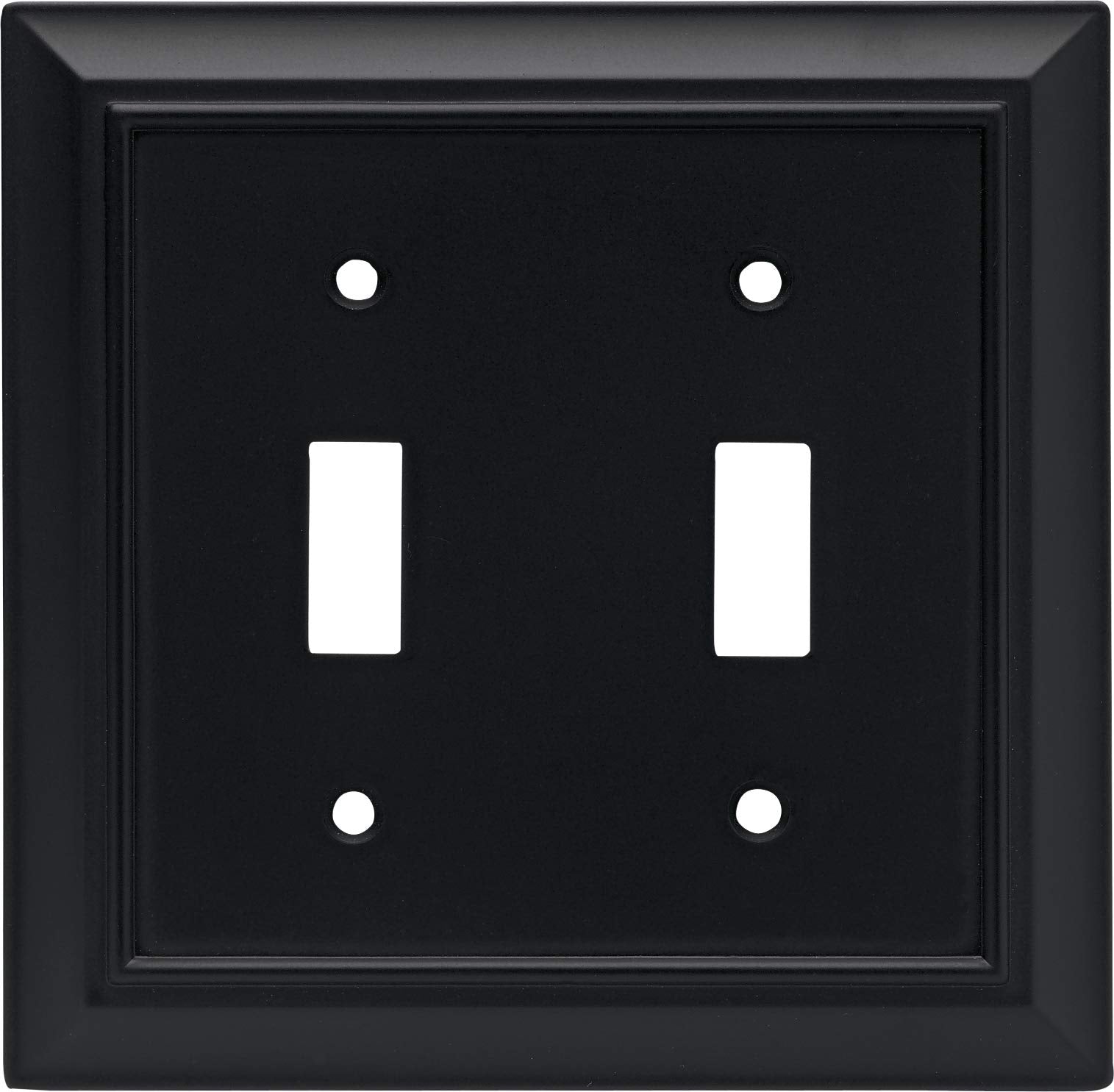 Franklin Brass Architectural (1-Pack) Decorative Light Switch Cover Matte Black 2-Gang Wall Plate Double Toggle Electrical Outlet Guard 64217