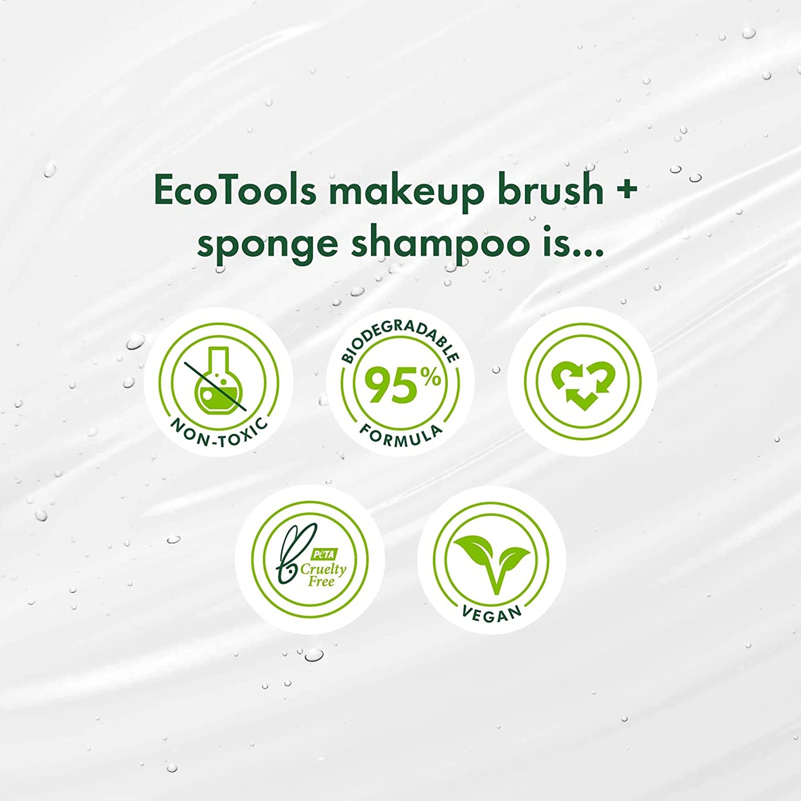 Ecotools Cruelty Free and Eco Friendly Makeup Brush Cleansing Shampoo, 6 Ounce; Wash Away Surface Makeup, Oil, and Impurities from Brushes (Pack of 2)