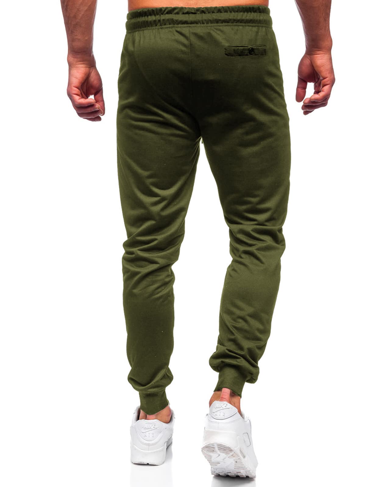 BUXKR Mens Casual Joggers Sweatpants for Jogging,Running or Athletic Activities,Army Green,L