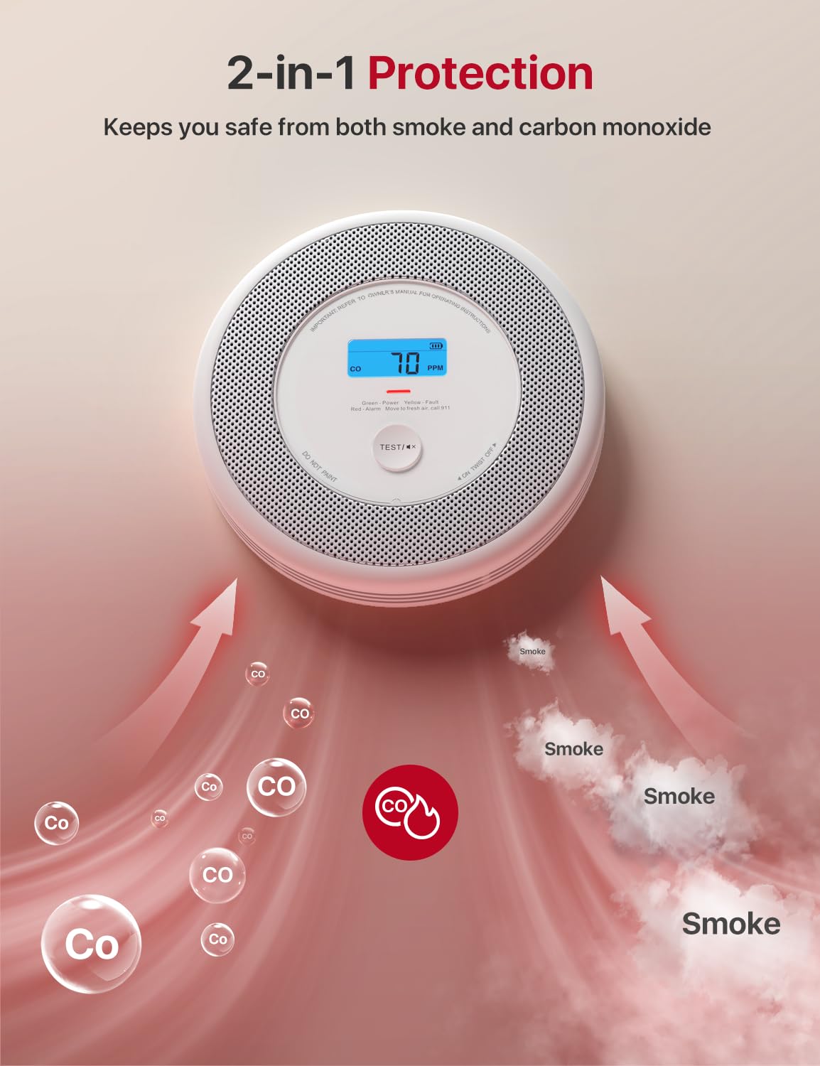 X-Sense Combination Smoke and Carbon Monoxide Detector with Voice Location, Interconnected Smoke Detector Carbon Monoxide Detector Combo with Base Station (Included), Model XP0A-MR31