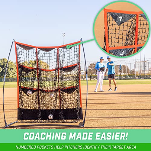 GoSports 9 Hole Baseball & Softball Pitching Strike Zone Target Net - 49 x 30 Inches