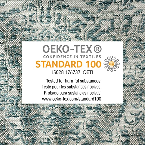 Nicole Miller New York Patio Country Azalea Transitional Medallion Indoor/Outdoor Area Rug, Blue/White, 5'2"x7'2"